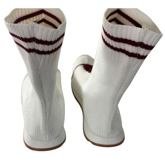 White Knit High Top Shoes Mens US 10 EU 42 Maroon Stripe Lightweight Sneaker - Picture 2 of 9